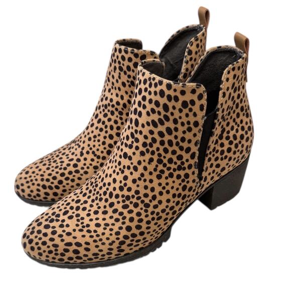 Dream Pairs Cheetah Print Ankle Booties Women’s Size 8 Block Heel Pull-On Boots - Picture 1 of 4